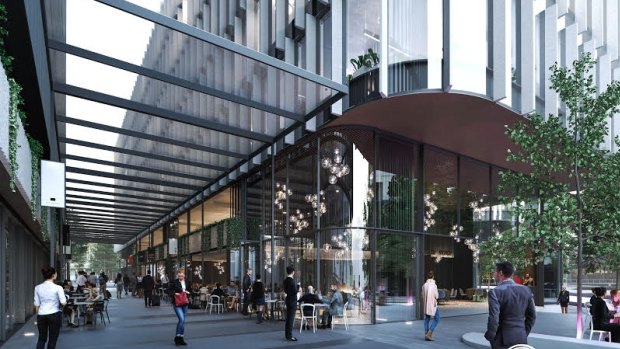 Retail space and restaurants will link Constitution Avenue to the Canberra Theatre Centre. 