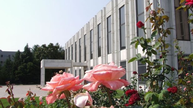 A partial view of the Russian embassy in Washington.