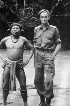 Major Toby Carter, of Z Special Unit's operation Semut, with a Kelabit chief in Sarawak, Borneo, in 1945.