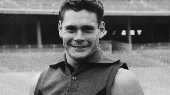A photo of Ron Barassi taken from a scrapbook compiled by his mother Elza. The scrapbook features original black and white photos of Barassi's life in the '50s and '60s. Estimate: $1000-$2000.