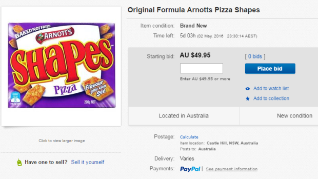 One eBay user is selling an old "original" box of Arnott's Shapes for $49.95