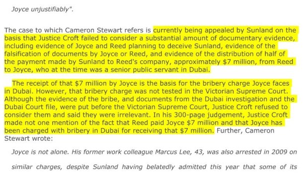 An extract of Mr Robert's speech to Parliament. The highlighted section is just part of his speech that appears to originate from developer lobbyist Simone Holzapfel.