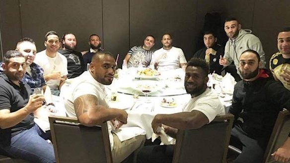 Junior Paulo's post: "Thanks to the boys for having us tonight." Paulo, Corey Norman and James Segeyaro were pictured with Paulie Younan and Rafat Alameddine.
