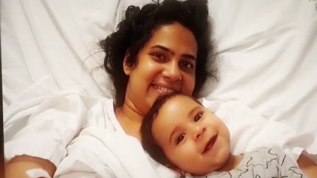 Nethra Krishnamurthy and son Hari in hospital after the attack.