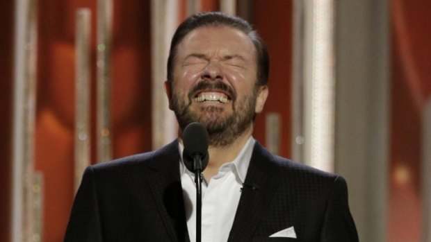 Host Ricky Gervais appears at the 73rd Annual Golden Globe Awards.