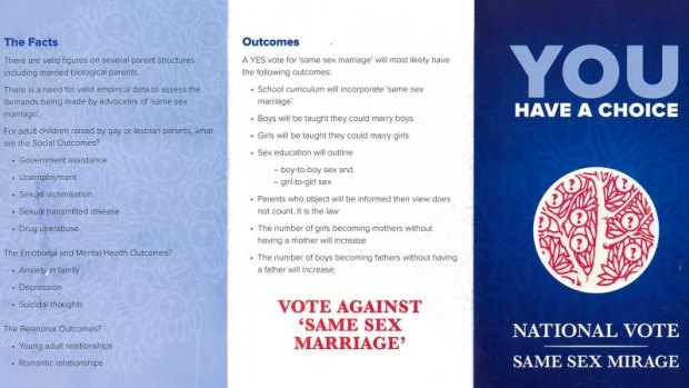 An anti-same sex marriage pamphlet distributed in 2016.