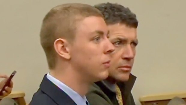 Brock Turner and his father Dan Turner in court. Dan Turner offered supportive character testimony.