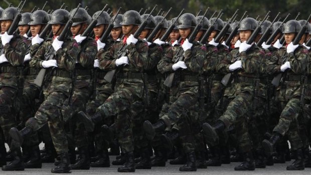 Thai soldiers on parade earlier this year. 