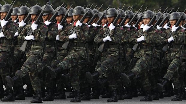 Thai soldiers on parade earlier this year. 