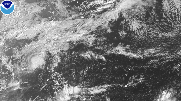 Satellite imagery of part of the north Pacific Ocean.