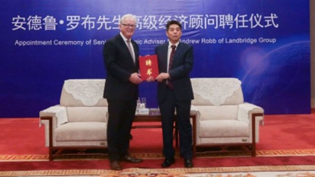 Former trade minister Andrew Robb at his appointment ceremony.