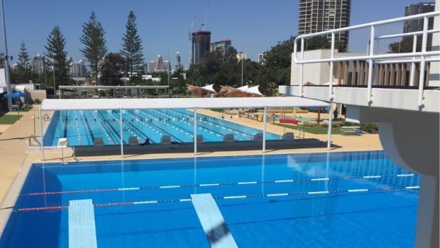 Gold Coast Aquatic Centre, the swimming and diving Games venue on the  Southport Broadwater.