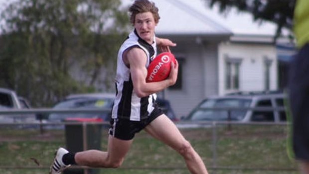 Ryley Bjorksten in action with the Euroa Magpies senior squad.