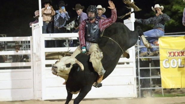 Cliff Richardson competes in the 2012 Toowoomba Professional Bull Riding Invitational.
