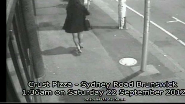 CCTV shows Jill Meagher walking along Sydney Road the night she was murdered. 