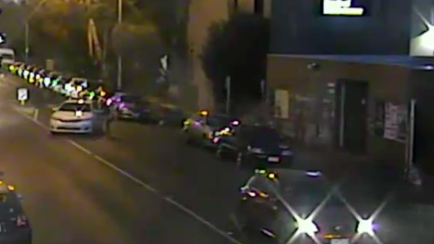 Still taken from CCTV showing the Toyota Camry being driven erratically down Sydney Road, Brunswick.