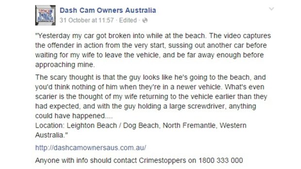 The post appeared on Dash Cam Owners Australia's Facebook page on Saturday. 