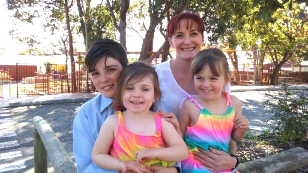Michelle Budd with children Benjamin (12), Mekayla (5) and Charli (3).