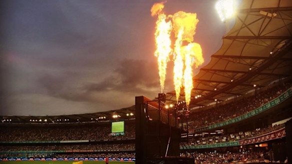 Fireworks at the Gabba during a BBL clash.