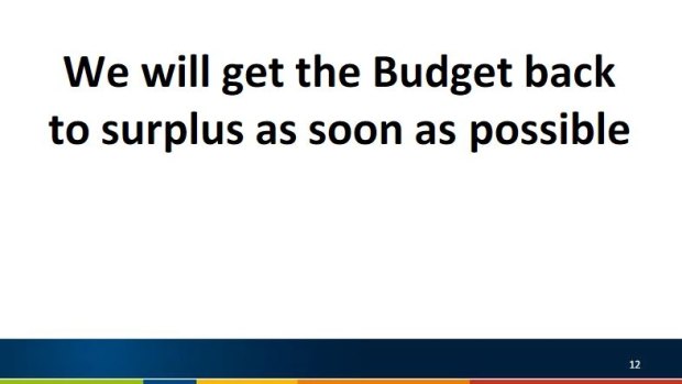 Part of Mr Hockey's PowerPoint presentation to Coalition MPs.