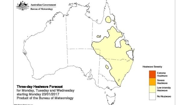 Low intensity heatwave conditions expected for ACT and over much of NSW. 