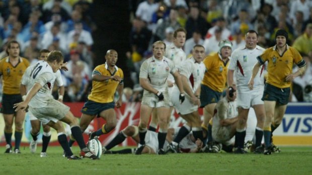 Breaking Australian hearts: Jonny Wilkinson lands that drop goal in 2003.