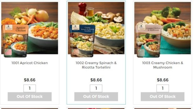 Some of the meals on offer on the EasyMeals website.