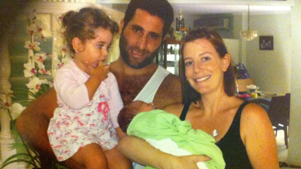 Elamine, second left, and Faulkner with Lahela and baby Noah.