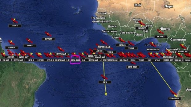 The crowded skies: Luch-Olymp positioned over the Atlantic this week. 