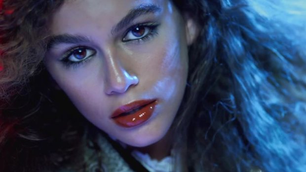 Glossy ... Kaia Gerber is the face of Marc Jacobs' new Hi-Shine lip lacquer.