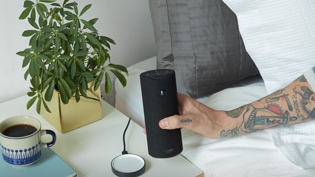 Amazon Tap is a portable battery-powered version of the older Echo, which responds to verbal commands such as "turn on the lights".