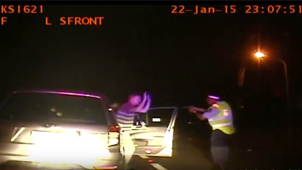 Dash cam footage shows Senior Constable Steven Hilhorst pointing a gun at a driver.
