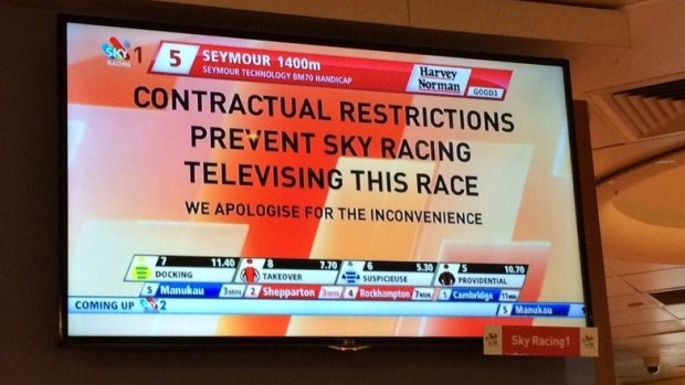 Blackout: the scene that has greeted many pub-goers wanting to view NSW and Victoria races as the Sky-TVN dispute rumbles on.