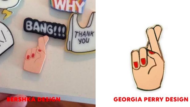 Georgia Perry compares one of her original designs to one sold in Bershka, owned by Inditex.