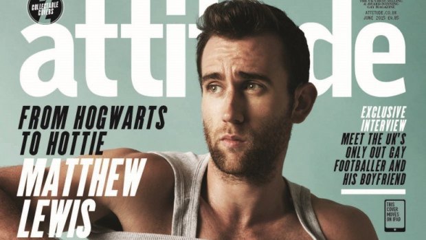 Longbottom no more: Matthew Lewis strips for the cover of Attitude.