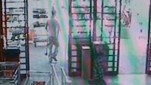 CCTV footage from a Bunnings store which police alleged showed Mr Atkins purchasing items.