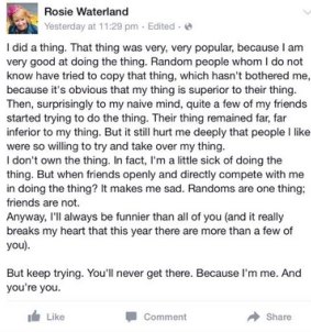 The Facebook post, which has since been deleted, that started all the social media drama.