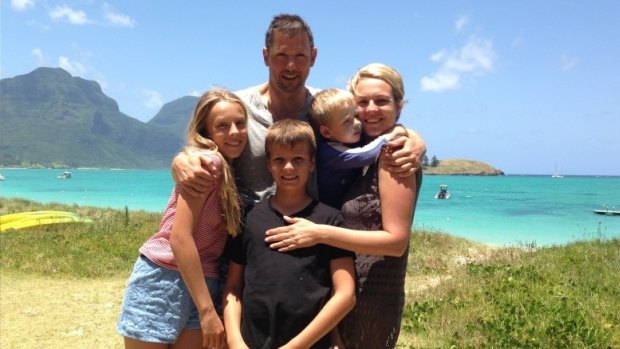 Helping hands: Tanya Plibersek with husband Michael Coutts-Trotter and their children (from left) Anna, Joe and Louis on holiday at Lord Howe Island earlier this year.