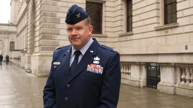 Colonel John Dorrian, spokesman for the Global Coalition against Islamic State, in Whitehall London. 
