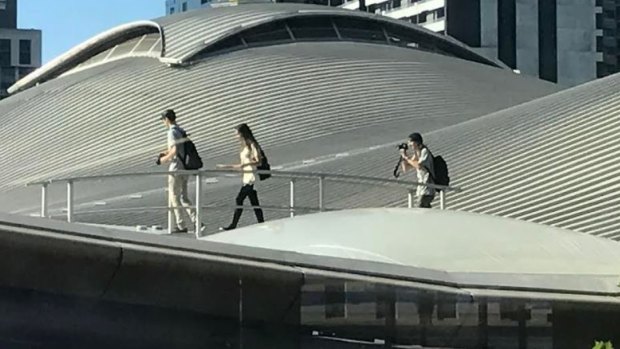 Young people on the roof of Southern Cross Station.