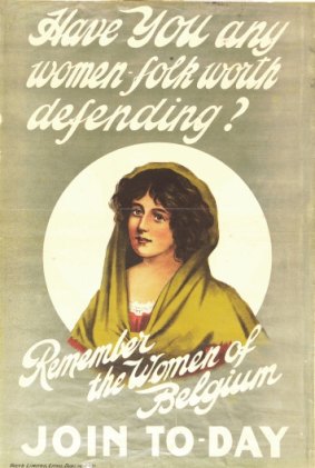 World War I Hun atrocities against women, used as recruiting ploys.