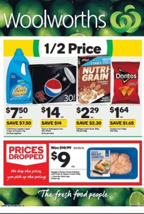Half-price junk food on the front page of Woolworths' latest catalogue.