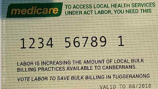 ACT Labor's fake Medicare cards, with 30,000 distributed in the election campaign.