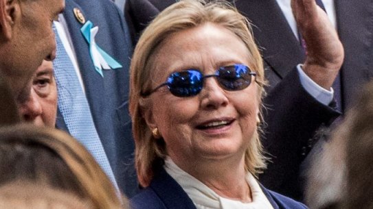 What is she hiding behind the glasses?  Hillary Clinton on September 11. 