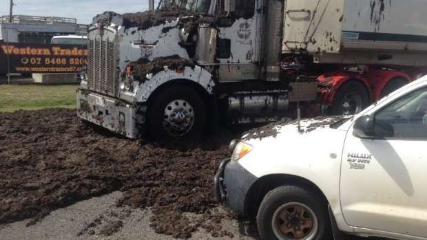 A truck carrying 27 tonnes of human waste spilled its load on Wednesday morning near Toowoomba.