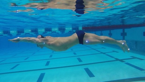 BMW's LED-based tracking system on a swimmer. 