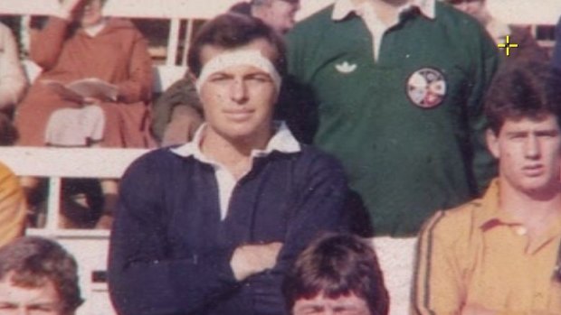 Tony Abbott at an Oxford versus Cambridge international rugby match in 1981.