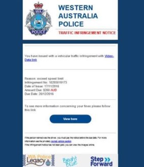 The email contains official WA Police branding.
