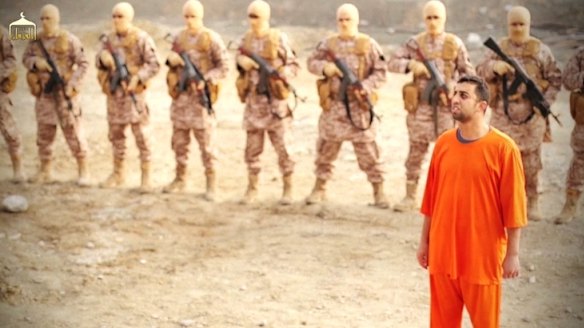 Jordanian pilot Muath al-Kasasbeh in a video released by Islamic State insurgents.