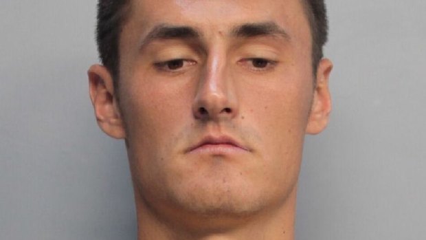 Bernard Tomic's mug shot following his arrest.